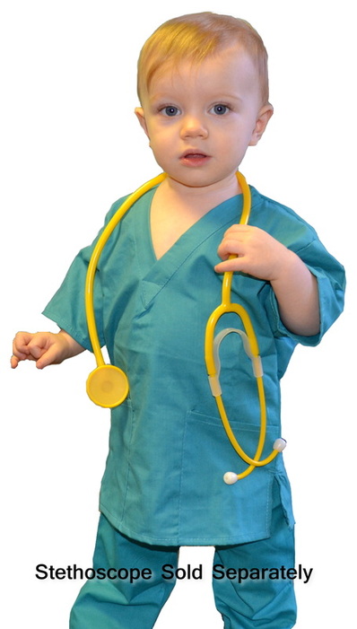 Personalized Teal Green Kids Scrubs for little Doctors & Veterinarians Nurses 