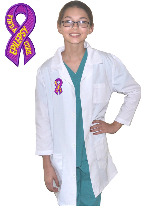 Kids Lab Coat with Cure Epilepsy Ribbon Embroidery Design