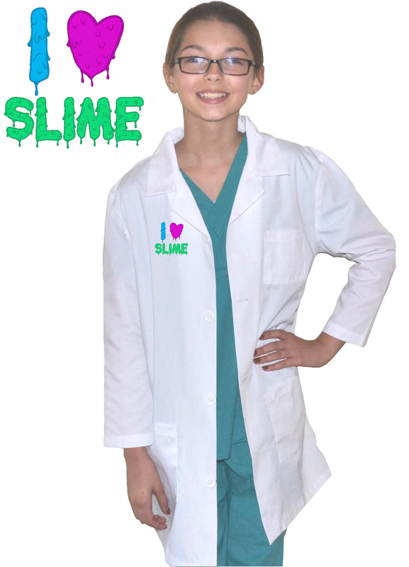 Kids Lab Coat with I Love Slime Embroidery Design