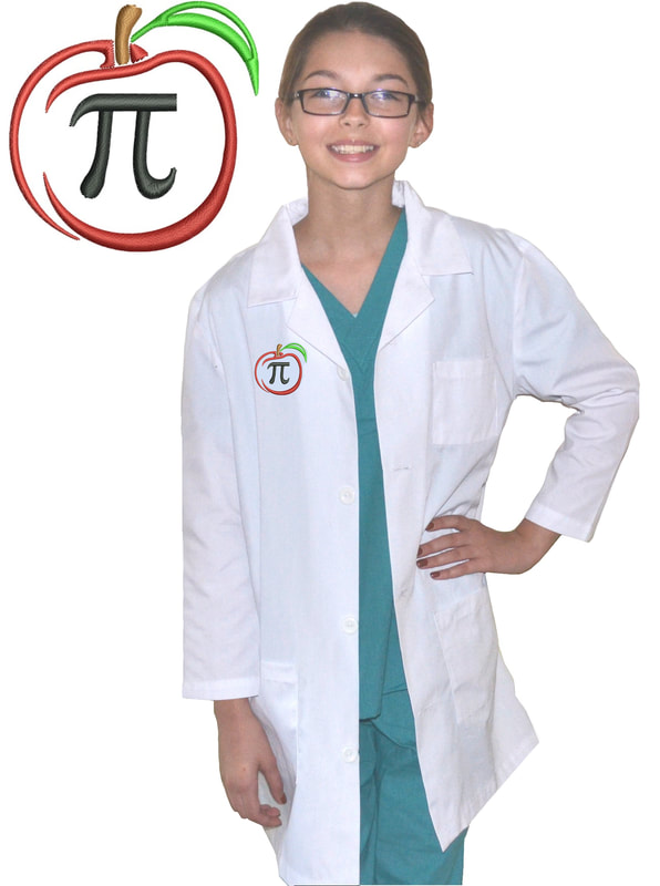 Kids Math Lab Coat with Apple Pi Embroidery Design