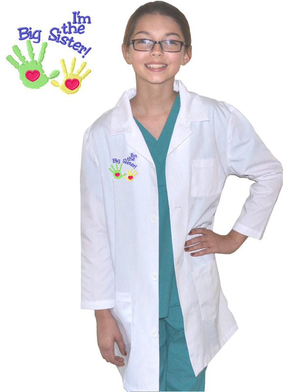 Kids Lab Coat with Big Sister Embroidery Design