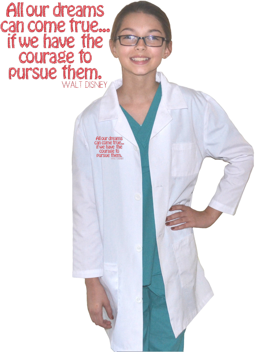 Kids Lab Coat with Walt Disney Quote Embroidery Design
