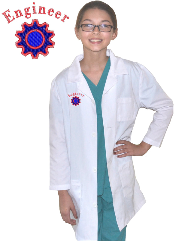Kids Engineer Lab Coat with Gear Embroidery Design