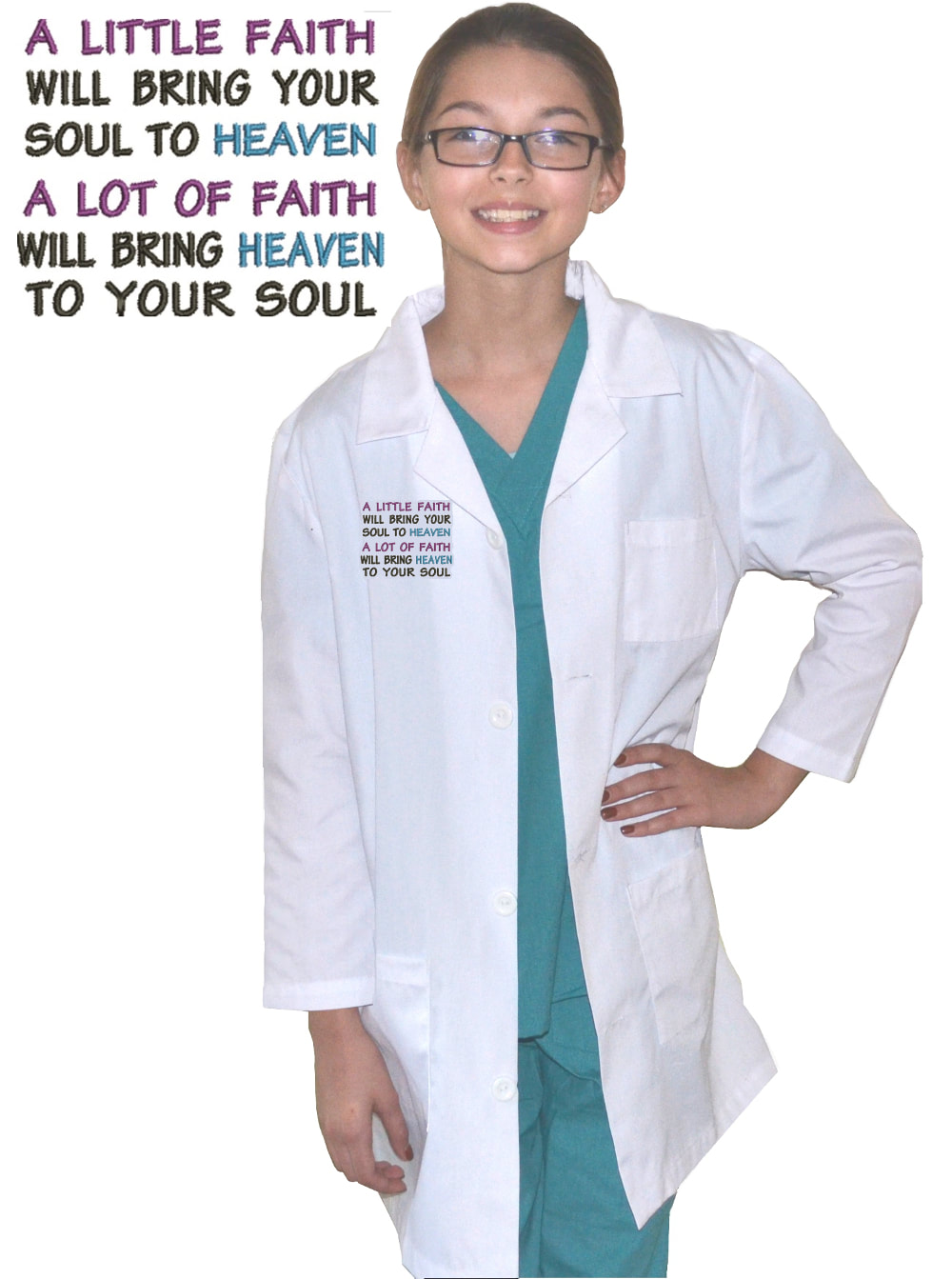 Kids Lab Coat with Faith Heaven Embroidery Design