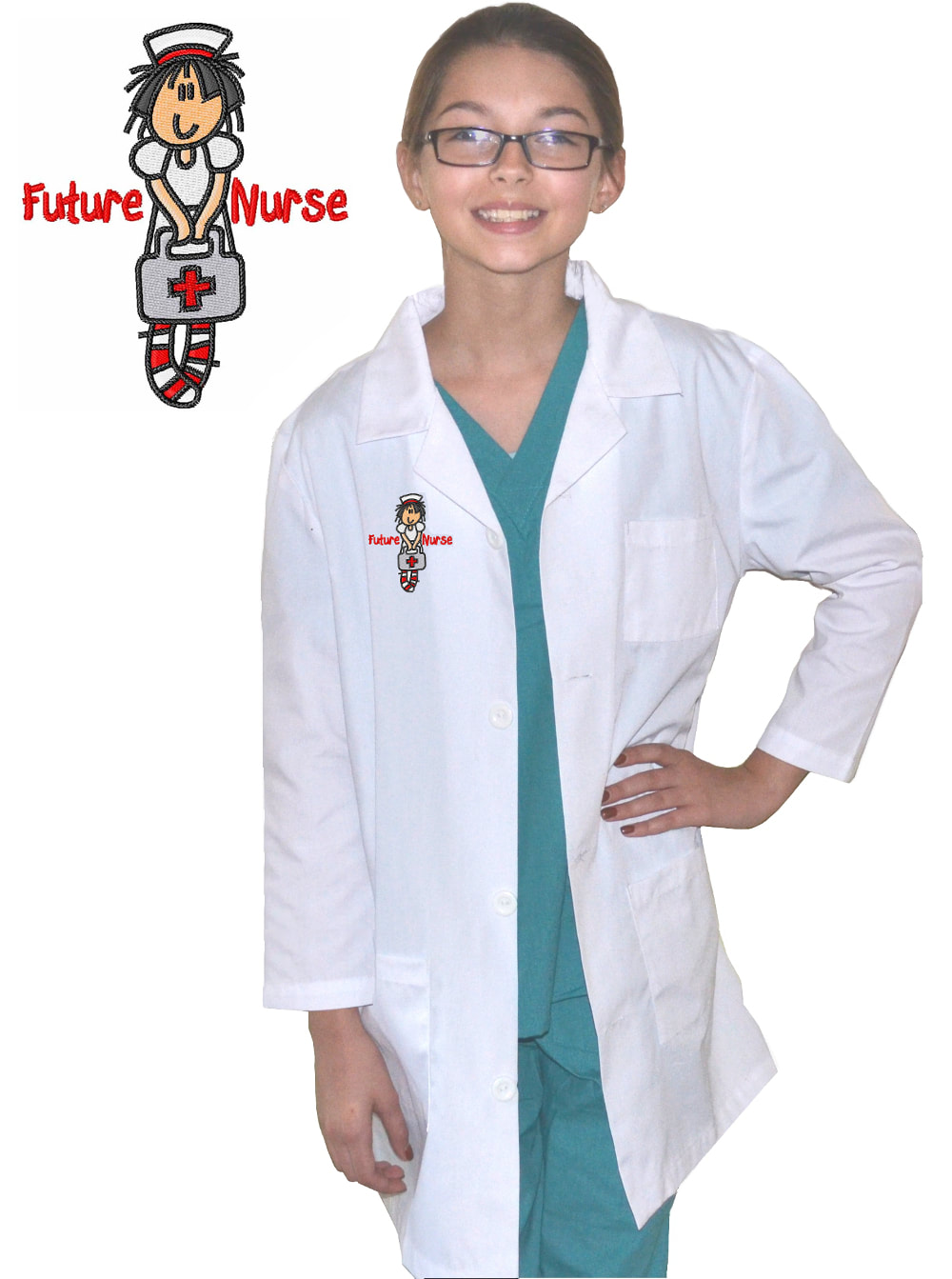 Kids Lab Coat with Future Nurse Embroidery Design