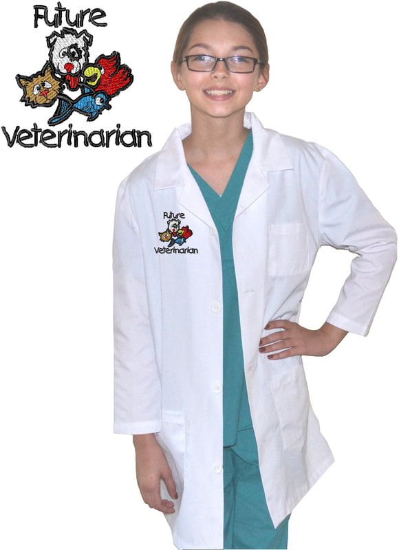 Kids Veterinarian Lab Coat with Animals Embroidery Design