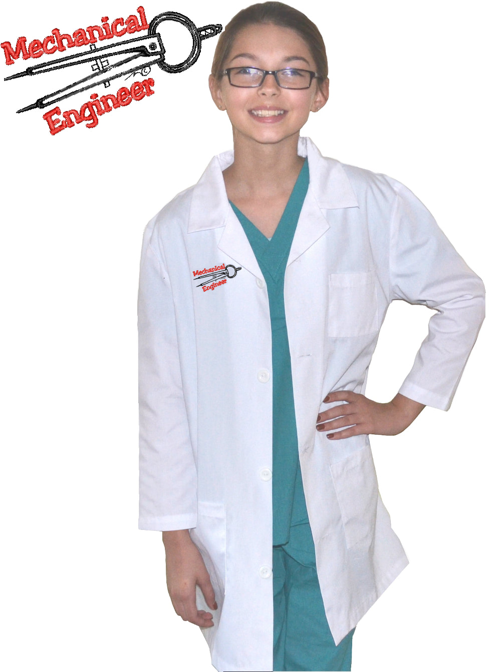 Kids Engineer Lab Coat with Mechanical Engineer Embroidery Design