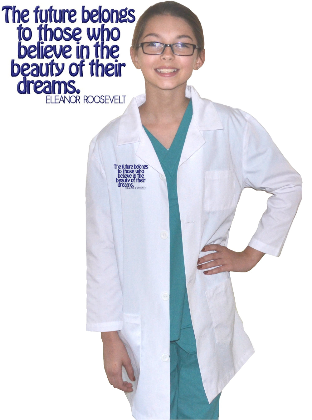 Kids Lab Coat with Eleanor Roosevelt Quote Embroidery Design