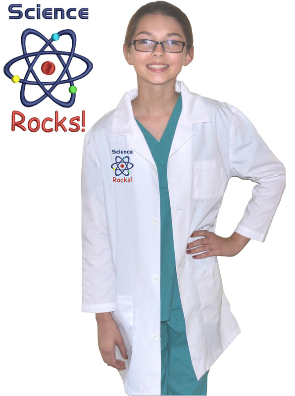 Kids Science Lab Coat with Science Rocks! Embroidery Design