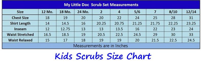 My Little Doc Size Chart